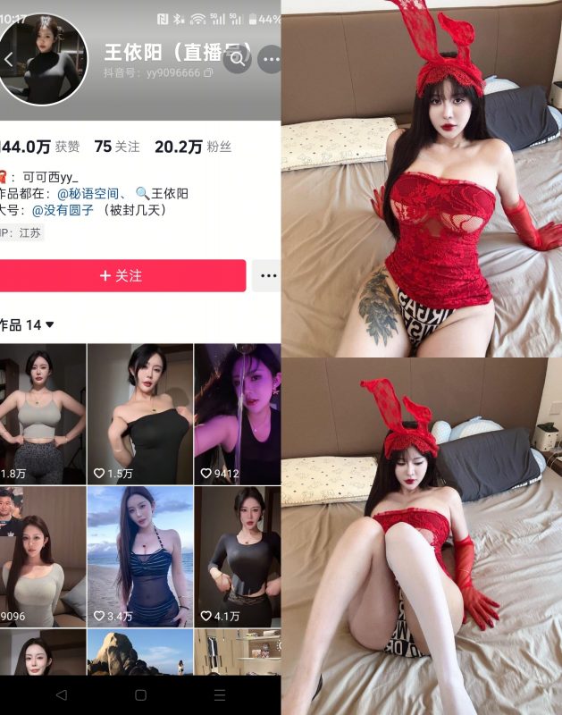 【抖音反差】钟意依阳-红蕾丝兔女郎[21P]-喵咪社